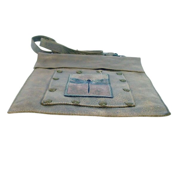 KBD SUDIO Iridescent Leather Dragonfly Pocket Crossbody Bag - Handcrafted in USA - Picture 5 of 11